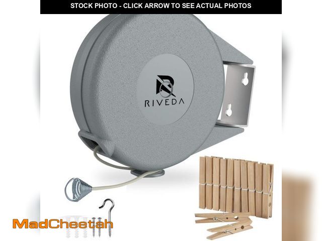Lot 74-12220169 - Retractable Clothesline - Portable Heavy Duty Indoor and Outdoor Washing Line - 45 Feet PVC Retracti...