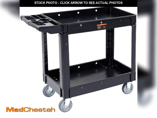 Lot 74-13059529 - *DIRTY/CRACKED* VEVOR 2-Shelf Utility Service Cart 550 lbs. Plastic Rolling Utility Cart with 360ÃÂ...