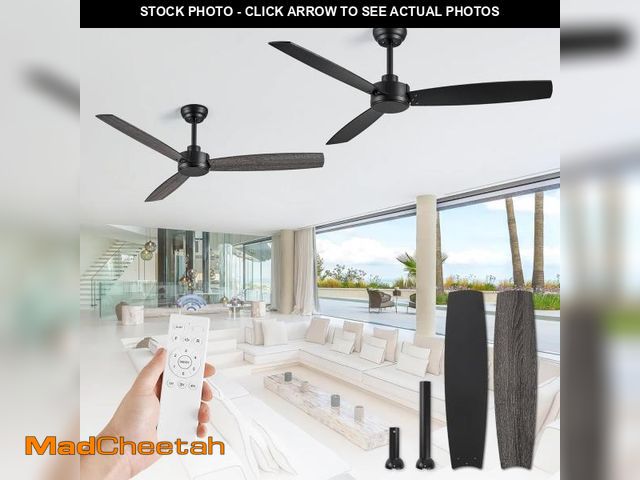 Lot 74-12139840 - ZMISHIBO 2 Pack 52 Inch Outdoor Ceiling Fans with Remote, Black Ceiling Fan No light with Quiet Reve...