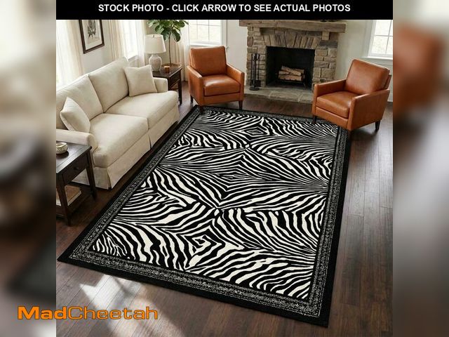 Lot 74-14057603 - BreezeRise 5x7 Area Rug for Living Room,Modern Abstract Black and White Zebra Print Rug,Non-Slip Was...