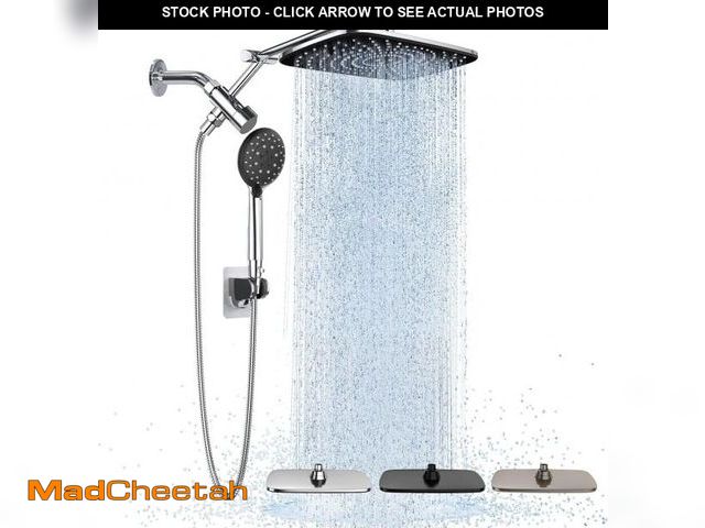 Lot 74-12333220 - Veken Wide Rain Shower Head with Metal Main Body, High Pressure Showerhead with 6 Mode Handheld Spra...
