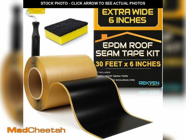 Lot 74-14059039 - EPDM Rubber Roofing Seam Tape Kit - 30 Feet x 6 Inch - Double Sided Butyl Tape Ã¢â¬â Black Self A...