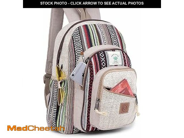 Lot 74-14598874 - (SEE OUR PHOTO FOR COLOR)Marubhumi Natural Himalayan Hemp Backpack: Large, multi-pocket canvas trave...