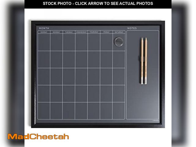 Lot 74-12510572 - U Brands Magnetic Chalk Calendar Board, 16" x 20", Black Wood Style Frame, Premium Surface, Includes...