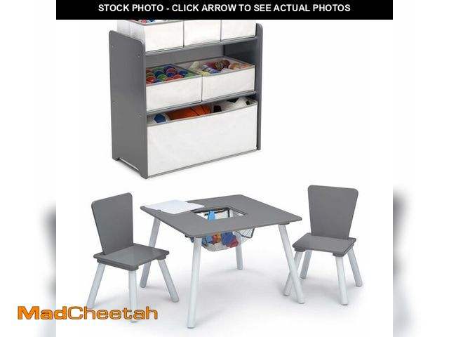 Lot 74-13709433 - Delta Children 4-Piece Toddler Playroom Set, Grey/White - UNUSED