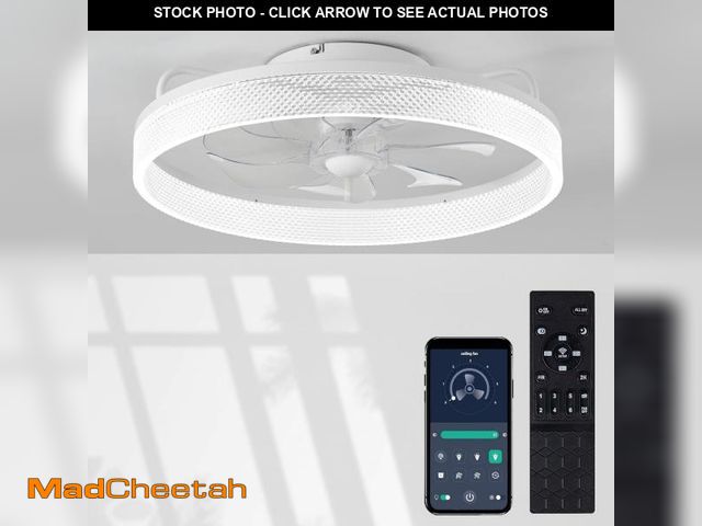 Lot 74-12524265 - zouzai Ceiling Fans with Lights, Flush Mount Ceiling Fan with Lights and Remote, 6 Wind Speeds Smart...