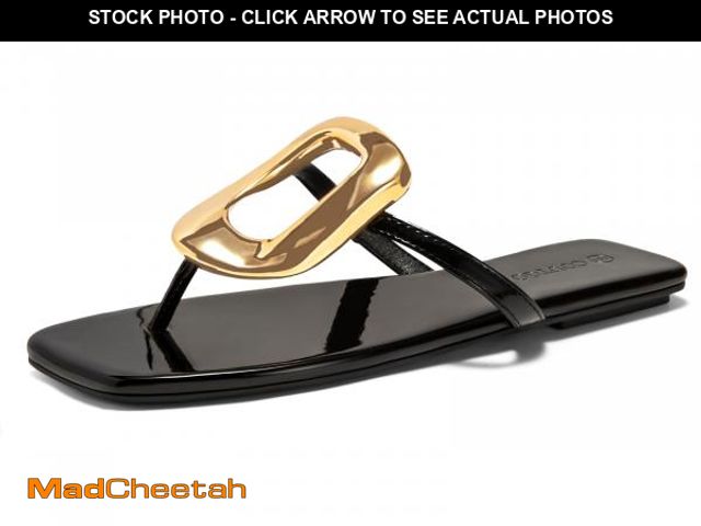 Lot 74-12305182 - Coutgo Womens Flat Sandals Comfortable Flip Flops Slide Sandals Summer Beach Shoes with Metal Decora...