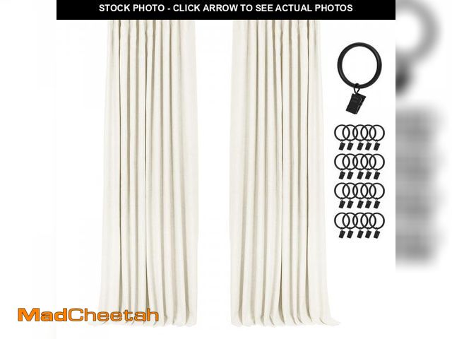Lot 74-12437573 - INOVADAY 100% Blackout Curtains for Bedroom, Black Out Curtains 96 Inch Long, Clip Rings Linen Black...
