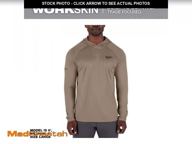 Lot 74-12390843 - Milwaukee Men's WORKSKIN Sandstone Large Hooded Sun Shirt - UNUSED