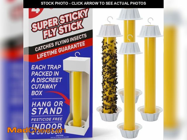 Lot 74-14047801 - Fly Stick Sticky Fly Traps for Indoors Outdoor 4pk. Non-Toxic Super Sticky Hanging Flies Catcher Pap...