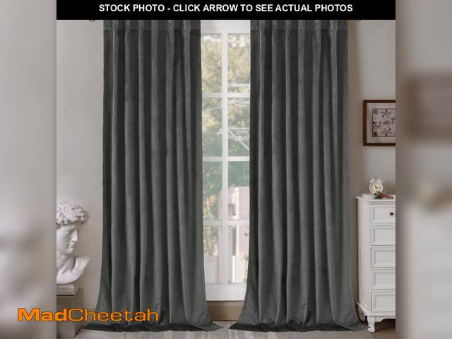 Lot 74-12112051 - BGment Grey Velvet Curtains 84 inches Long, Thermal Insulated Blackout Velvet Curtains Noise Reduce ...