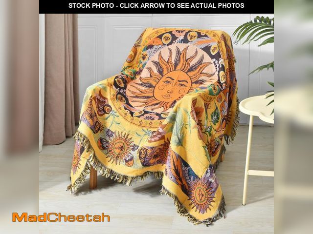 Lot 74-12312790 - Shesyuki Boho Throw Blanket Reversible Cotton Bohemian Tapestry Hippie Room Decor Outdoor Blanket Do...