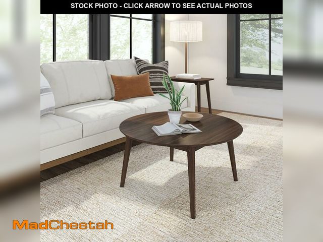 Lot 74-13042343 - Plank+Beam Mid Century Modern Coffee Table, 36 Inch Wood Coffee Tables for Living Room, Round Center...