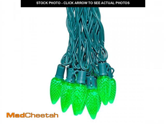 Lot 74-12219062 - Novelty Lights 25 Feet 25 Light C9 Diamond Faceted LED String Lights, Green, Pre-Lamped Holiday Ligh...