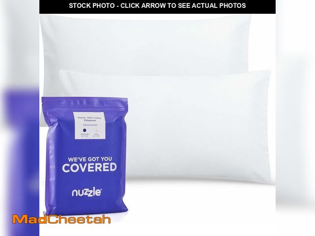 Lot 74-13628349 - Nuzzle Pillow Cases Standard Size, 100% Cotton Pillowcases with Envelope Closure, White Pillow Cover...