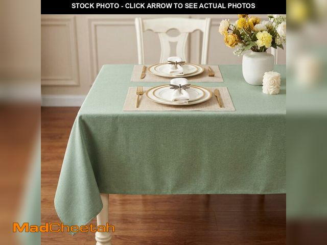 Lot 74-13992178 - IVAPUPU Textured Linen Table Cloth for Rectangle Table - Sage Green Tablecloths Rectangular Waterpro...