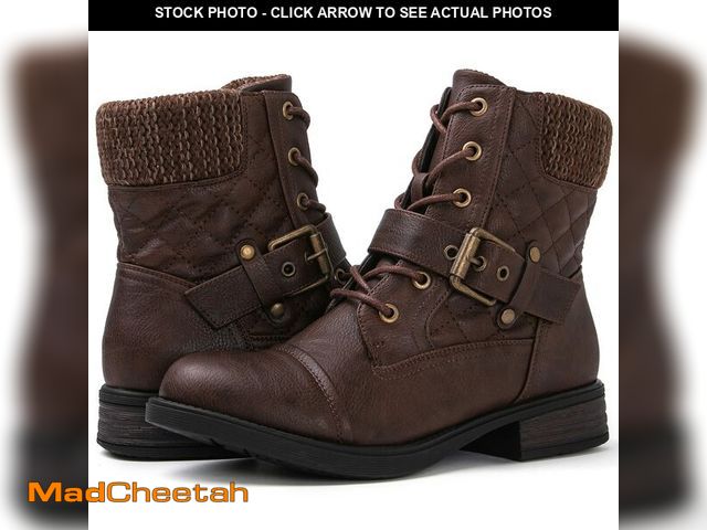 Lot 74-13960849 - GLOBALWIN Women's 2102 Brown Ankle Booties Fashion Combat Boots 8M - UNUSED