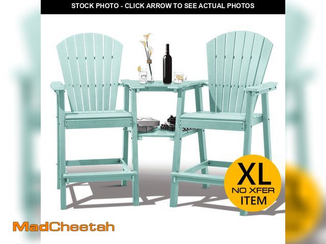 Lot 74-13773803 - Tall Adirondack Chairs Set of 2?Outdoor Adirondack Barstools with Double Connecting Tray Patio Stool...