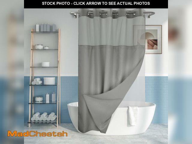 Lot 74-13546570 - No Hook Slub Textured Shower Curtain with Waterproof PEVA Liner Set - 71" x 74"(72"), Hotel Style wi...
