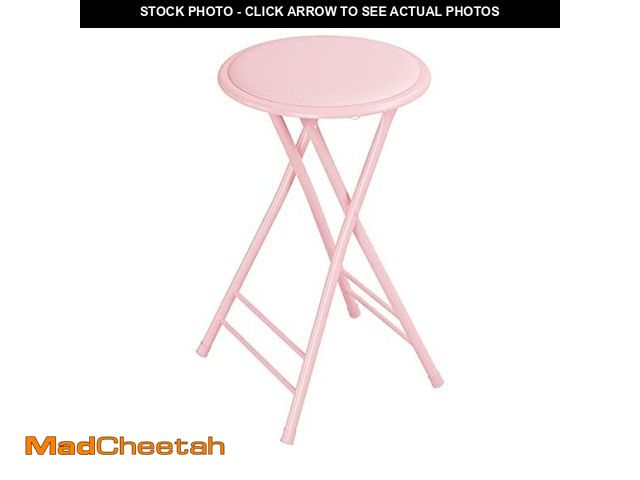 Lot 74-12664438 - Lavish Home Folding Stool - Backless 24-Inch Stool with 225lb Capacity for Kitchen or Rec Room - Por...