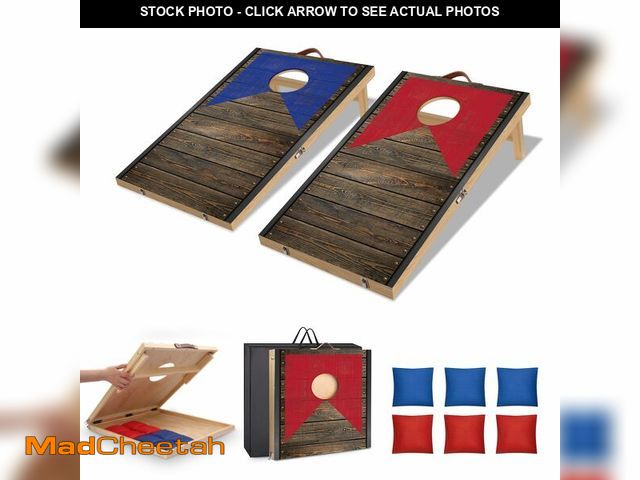 Lot 74-12606647 - Portable 2 ft x 1 ft Cornhole Board Set with 6 Bean Bags Foldable Corn Hole Games for Adults and Kid...