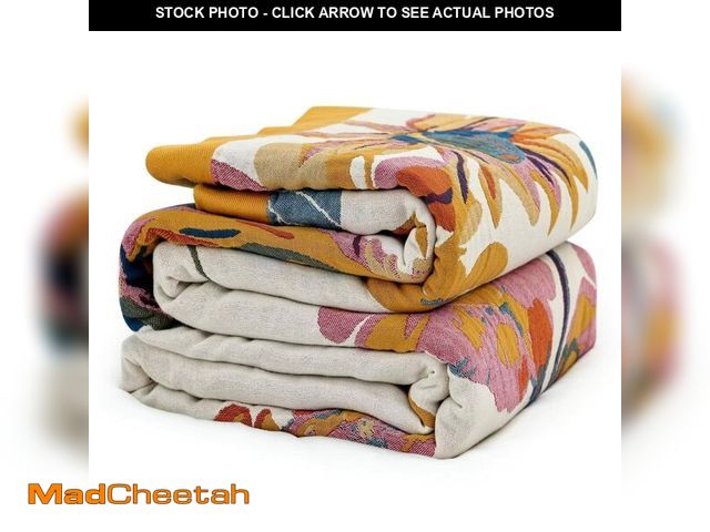 Lot 74-14211595 - MSGKV Boho Throw Blanket 60''x80'',100% Cotton Blanket for Couch Bed, Summer Breathable Quilt Farmho...