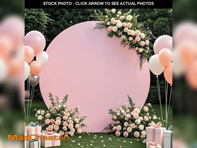 Lot 74-14205702 - 7.2ft Pink Round Arch Backdrop Cover Circle Backdrop Cover for Wedding Baby Shower Birthday Polyeste...