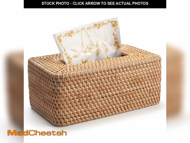 Lot 74-14152112 - Rattan Tissue Box Cover Natural Woven Facial Napkin Holder Rectangular 10 x 6.1 x 4.1 Inch (Natural)...