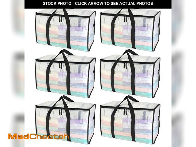 Lot 74-14294816 - BALEINE 6-Pack Oversized Moving Bags with Reinforced Handles, Heavy-Duty Storage Tote for Clothes, M...