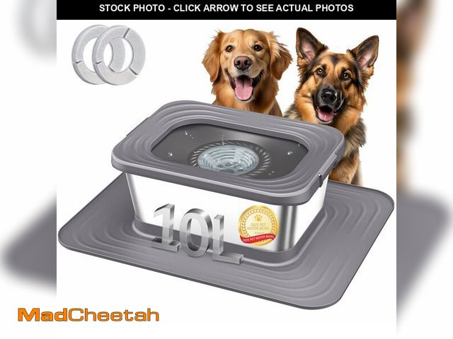 Lot 74-12434939 - Decflow 10L Stainless Steel Dog Water Bowl, No Spill Anti-Splash Dog Bowls with XXL Silicone Mat, Sp...