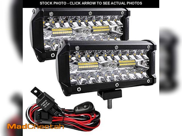 Lot 74-12125975 - Zmoon 7 Inch LED Fog Light Bar, 240W 24000lm with LED Wiring Harness (10ft /2 Lead), Waterproof Spot...