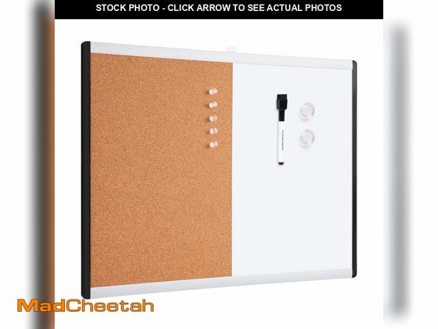 Lot 74-13786114 - Basics Magnetic Dry Erase Whiteboard &amp; Cork Board Combo, Double-Sided, Lightweight, Easy to Inst...