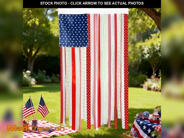 Lot 74-14263866 - 4th of July Decorations, 4 x 2.4 Ft Memorial Day American Flag Banner, Vintage Independence Day Rag ...