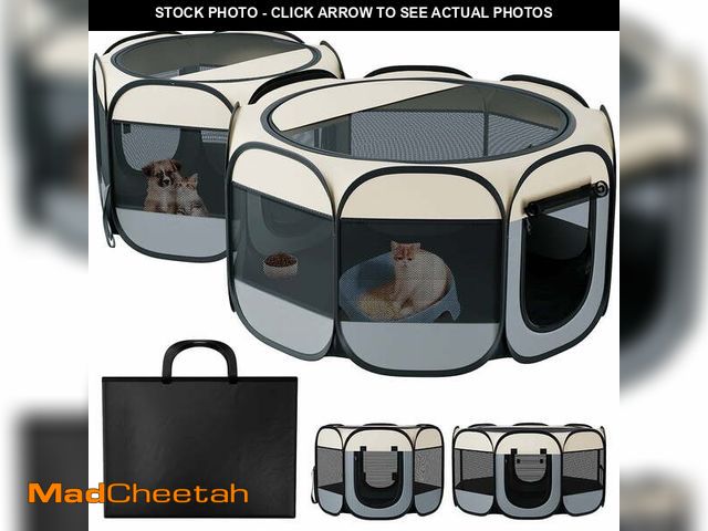Lot 74-12833554 - Dog Playpens Indoor Outdoor, DOMIPET 2 IN1  Pop-up Dog Pet Tent, Portable Mesh Pet Playpen, Foldable...
