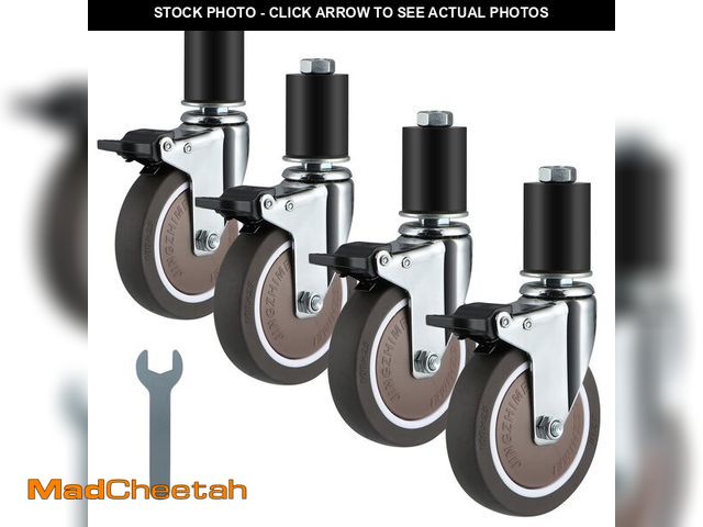 Lot 74-13574574 - Skelang 4" Expanding Stem Caster, Stainless Steel Work Table Swivel Caster Wheel, Dual Locking Silen...