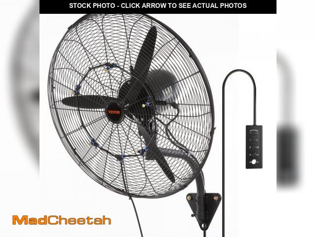 Lot 74-12032558 - VEVOR Wall-Mount Misting Fan 24 in. 3-speed High Velocity Max. 7000 CFM Waterproof Oscillating Indus...