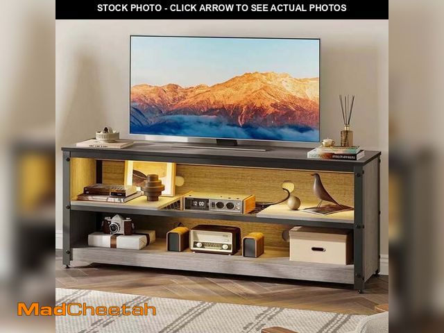 Lot 74-13781073 - Bestier LED TV Stand for 50 55 60 Inch TV, Modern Entertainment Center Media Console with Adjustable...