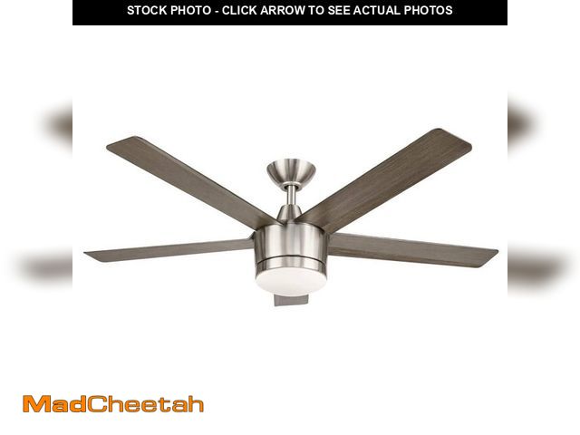 Lot 74-12691511 - *MISSING HARDWARE* Home Decorators Collection Merwry 52 in. Integrated LED Indoor Brushed Nickel Cei...