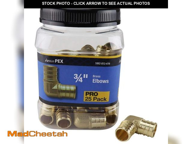 Lot 74-13778904 - Apollo 3/4 in. Brass PEX-B Barb 90 Elbow Pro Pack (25-Pack) - UNUSED