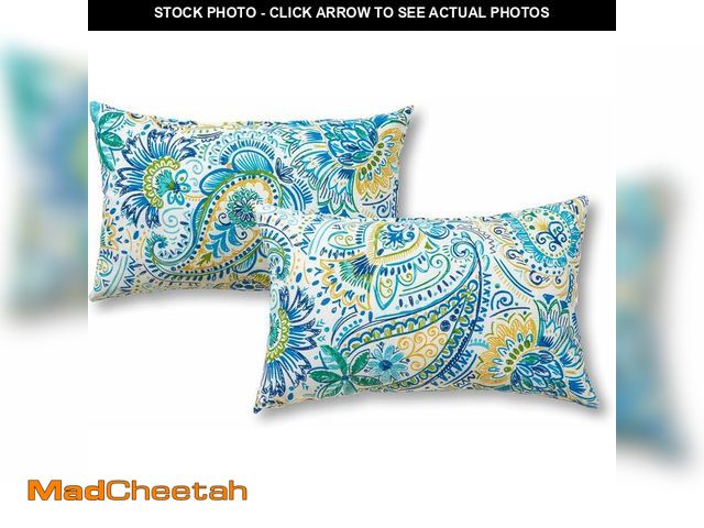 Lot 74-13041402 - Greendale Home Fashions 2-Pack Outdoor 19x12 inch Rectangle Decorative Throw Pillow, Paisley - UNUSE...