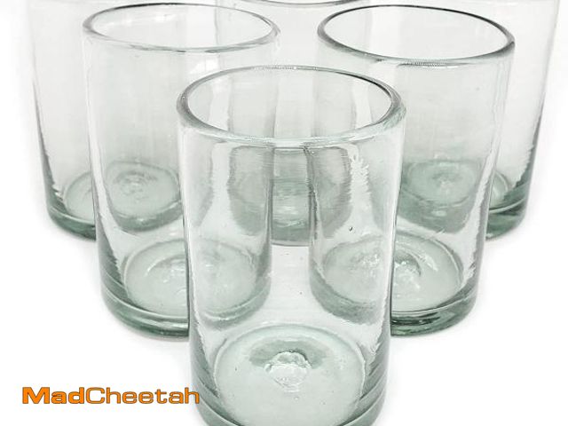 Lot 74-12118046 - MexHandcraft Clear 14 oz Drinking Glasses (set of 6), Recycled Glass, Lead-free, Toxin-Free (Drinkin...