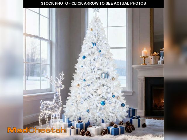 Lot 74-12667591 - 7.5FT Prelit Christmas Tree, Full Xmas Pine Tree with 1300 Branch Tips 400 Cold Warm Light for Holid...