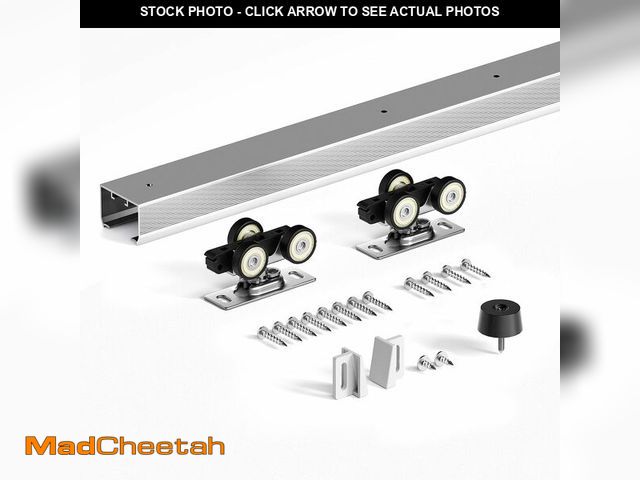 Lot 74-13835854 - FINOSEN 5FT Commercial Grade Sliding Pocket Door Hardware Track Kit,Top Mount,Heavy Duty,Smoothly an...