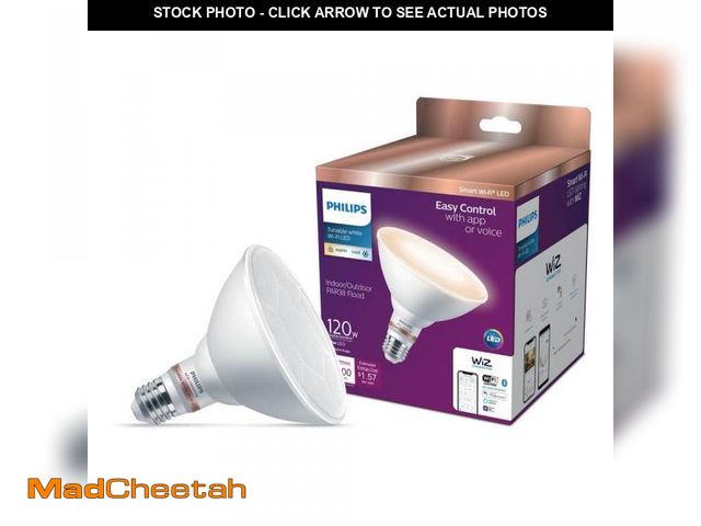 Lot 74-12148171 - Philips 120-Watt Equivalent PAR38 LED Smart Wi-Fi Tunable White Light Bulb powered by WiZ with Bluet...
