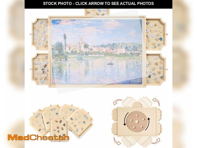 Lot 74-13042484 - VEVOR 1000 Piece Rotating Puzzle Board with 5 Drawers and Cover, 29x21 in Portable Wooden Table, Jig...