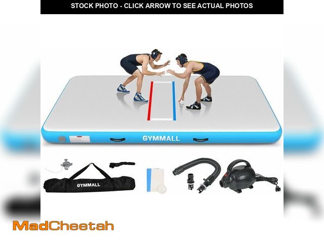 Lot 74-14611201 - (MISSING PUMP) GYMMALL Wrestling Mat Inflatable 10'x5', Foldable 4" Thick for Home Outdoor Indoor, W...