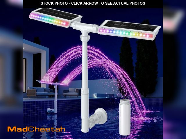 Lot 74-14213674 - Solar Pool Fountain, 22'' Height Dual-Head Adjustable Spray, Auto Dusk Sensor &amp; 6 Timer Option, ...