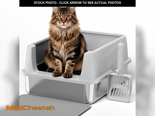 Lot 74-13570013 - Henkelion Stainless Steel Cat Litter Box with Lid, Extra Large Litter Box for Big Cats with High Sid...