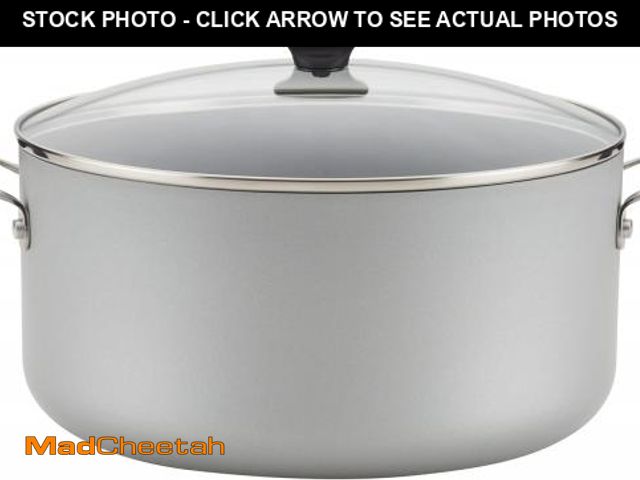 Lot 74-12399025 - (DENTED)Farberware Cookware Nonstick Stockpot with Lid, 10.5 Quart, Silver - USED