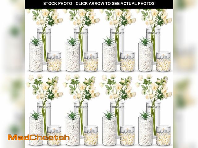 Lot 74-14270661 - Nuogo Plastic Cylinder Vases Tall Plastic Flower Vases for Centerpieces Flower Holder for Home Weddi...